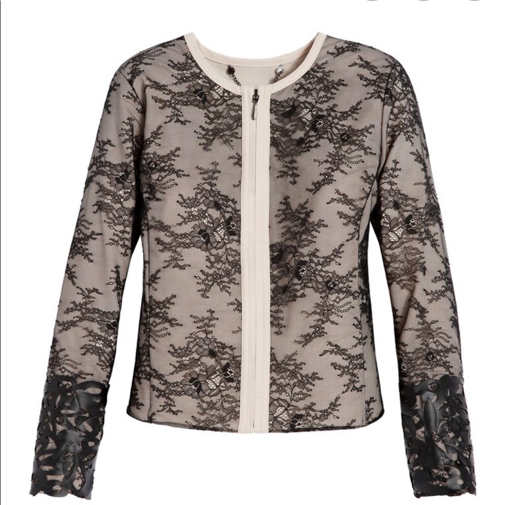 🆕 Chicos black label lace cut moto jacket.